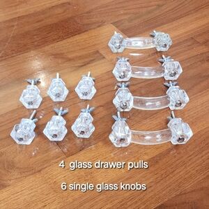 Depression era glass pulls & knobs set 10 reproduction new
